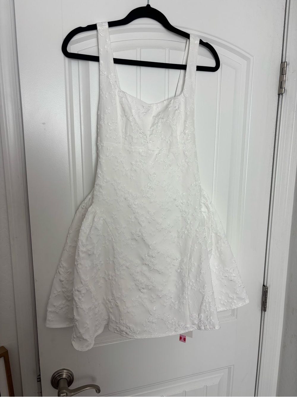 Cider White Embroidered Mini Fit-and-Flare Dress